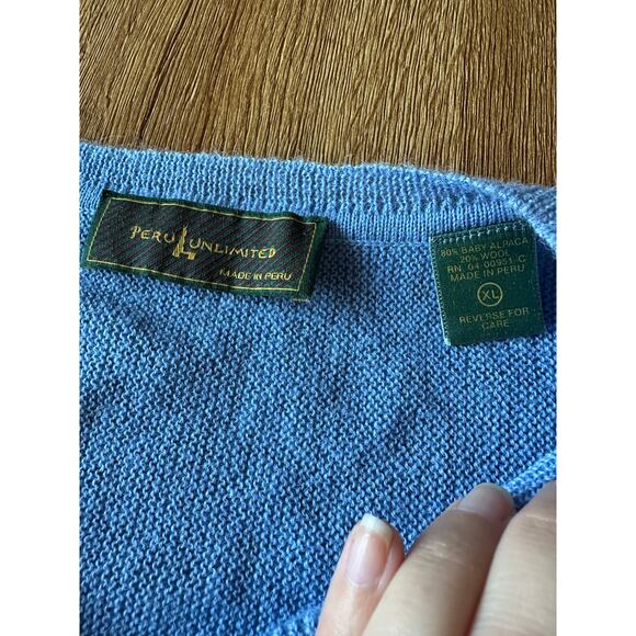Peru Unlimited Baby Alpaca Link Stich V-Neck Sweater Size XLarge - Picture 3 of 8